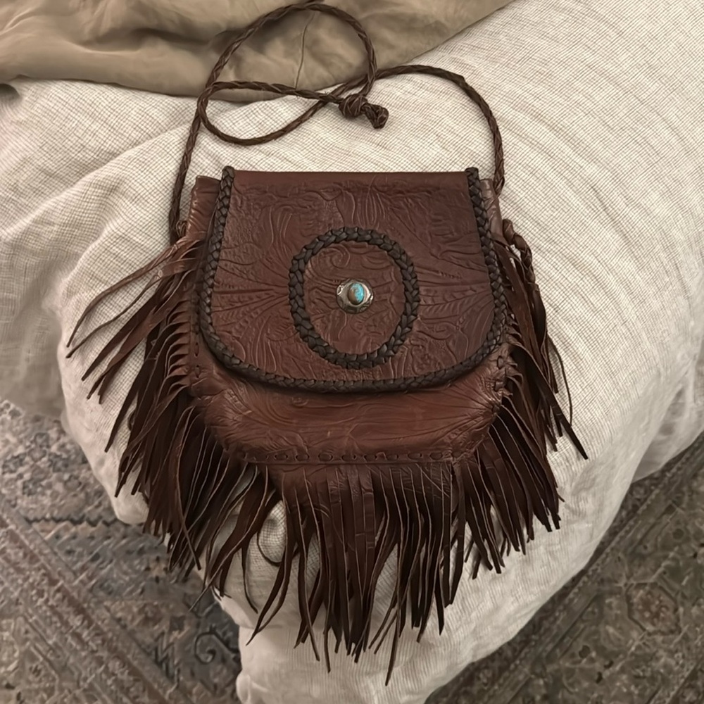 JENNIFER HALEY Bohemian Chic western fringe shoulder leather crossbody bag hobo
